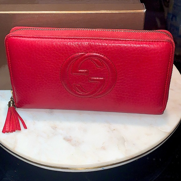 GUCCI SOHO TABASCO RED  ZIPPY WALLET LONG GG - Picture 5 of 15